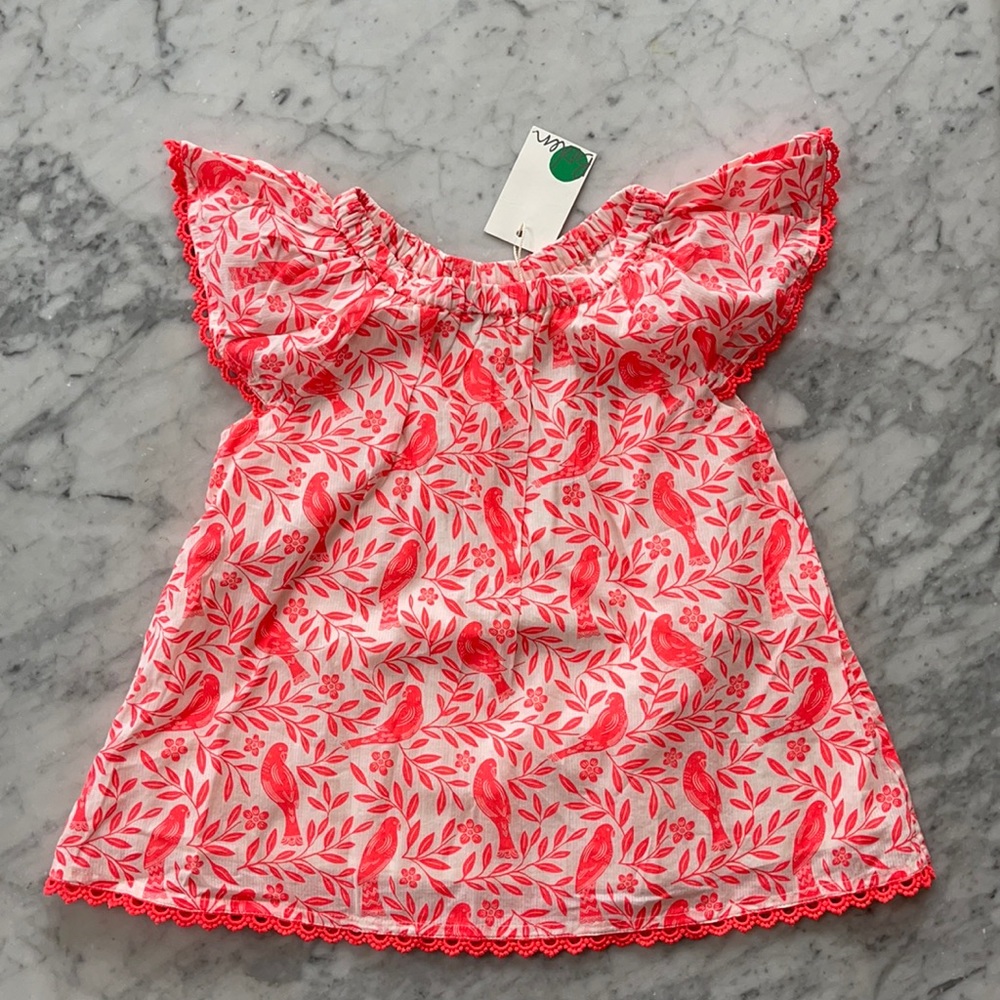 Mini Biden Parrot Top Blouse Coral Pink NWT
